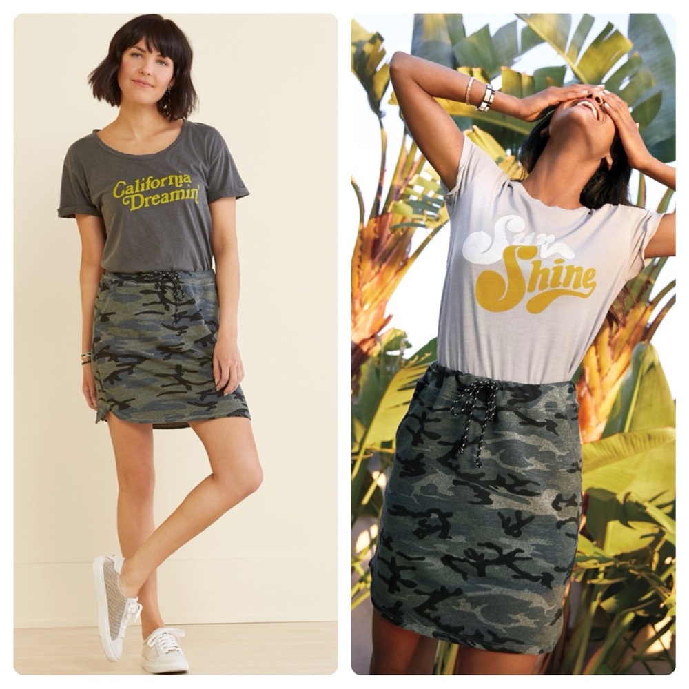 NEW Sundry Saturday Camo Soft Knit Skirt